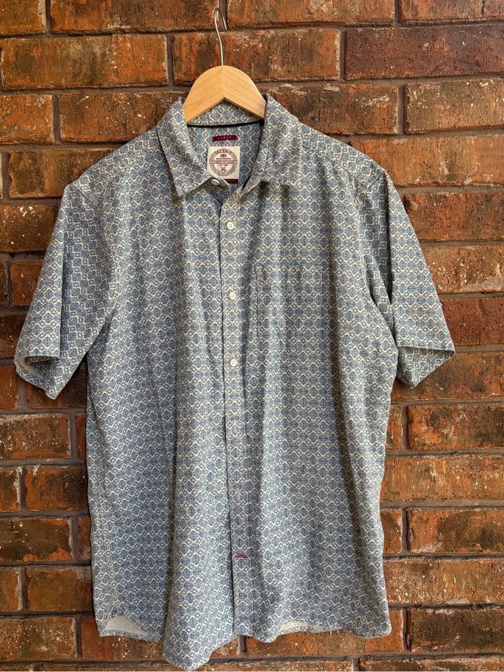Fat Face. Men’s Casual Short-Sleeve Printed Shirt - Blue/Cream
